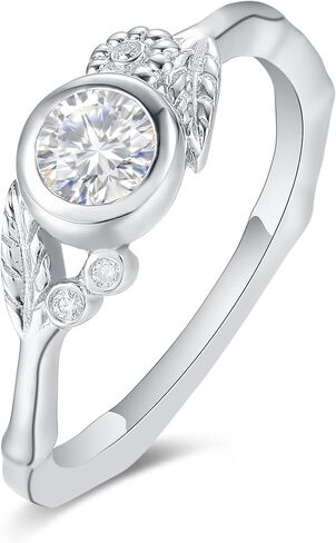 خاتم زفاف مويسانيتي للنساء 925 مطلي بالفضة الاسترليني بلاتينيوم خاتم الخطوبة مقاس 4-9 in Kuwait