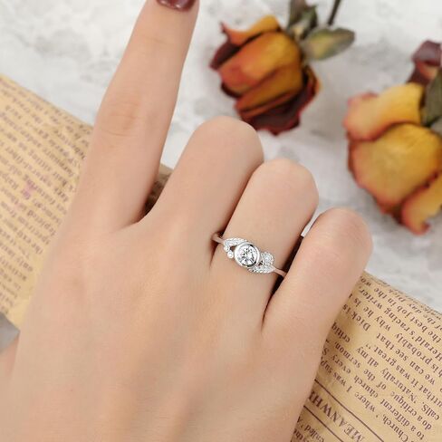 Bridal Moissanite Wedding Ring for Women 925 Sterling Silver Plated Platinum Engagement Promise Ring for Her Size 4-9 in Saudi Arabia