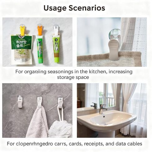 (8 Pack) Suction Cup Hook Clips - Multi-Purpose Non-Trace Wall-Sticking Clips for Towel, Glove Storage & Multi-Function Wall-Mounted in Saudi Arabia