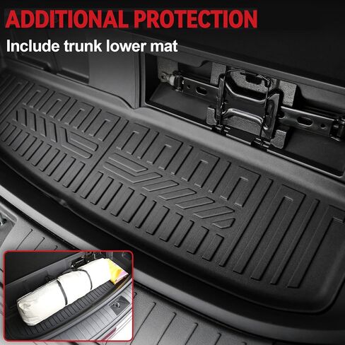 GALVAGNIATE Floor Mats for 2020-2024 2025 Hyundai Palisade 7-seat/8-seat Trunk Mat with Backrest Mat, All Weather TPE Cargo Liner Lower Cargo Mat for Palisade Accessories in Kuwait