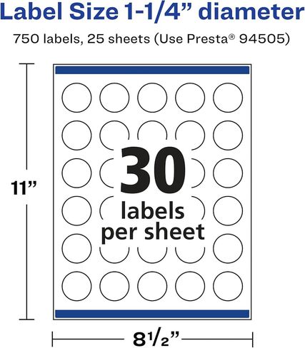 Avery Matte Clear Round Labels, Sure Feed Technology, 1.25" Diameter, 750 Matte Clear Labels, Print-to-The-Edge, Laser/Inkjet Printable in Kuwait