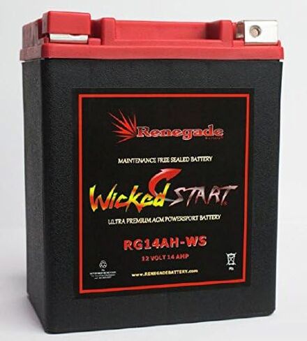 RG14AH-WS; 400 Cold Cranking Amps; Fits (2016, 2017, 2018, 2019, 2020, 2021, 2022) Indian Scout, Scout Sixty, Scout 1200, Scout Bobber, Scout Rogue battery in Saudi Arabia