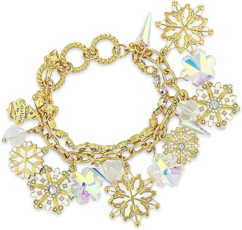 Ritzy Couture Women’s Multi Charm Blizzard Snowflake Two-Strand Toggle Bracelet - Winter Theme Dangling Ornament in Saudi Arabia