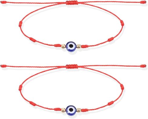 2 Pcs Evil Eye Bracelets for Women Men 7 Knot of Protection Bracelet Adjustable Red String Bracelets with Gold Beads Handmade Braided Eveil Eye Bracelet Jewelry for Women Men Family Friends Gifts in Saudi Arabia