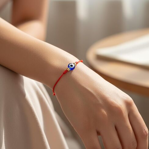 2 Pcs Evil Eye Bracelets for Women Men 7 Knot of Protection Bracelet Adjustable Red String Bracelets with Gold Beads Handmade Braided Eveil Eye Bracelet Jewelry for Women Men Family Friends Gifts in Saudi Arabia