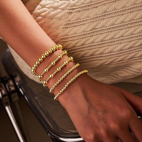 Gold Stackable Beaded Bracelets for Women Adjustable Bracelet Stack Trendy Fashion Jewelrychristmas gifts friendship gifts for women valentines in Saudi Arabia
