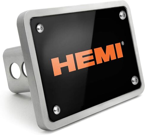 iPick Image Made for HEMI Logo UV Graphic Black Billet Aluminum 2 inch Tow Hitch Cover in Saudi Arabia