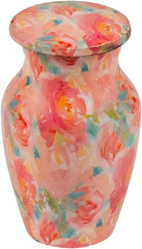 Aluminum Pink Floral Keepsake Cremation Urn, 3 Inches High in Saudi Arabia