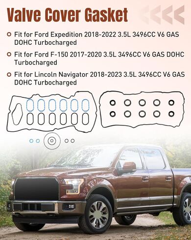 VS50993R Valve Cover Gasket Set Fit for Ford F-150 2017–2020, for Ford Expedition 2018–2023, Fit for Lincoln Navigator 3.5L V6 Replaces VS50993R, VS50973, HL3Z-6584-A, ML3Z-6584-G in Saudi Arabia