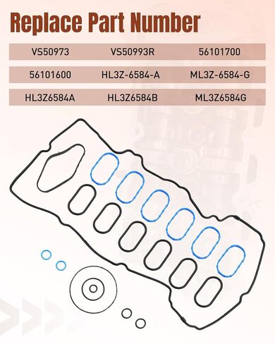 VS50993R Valve Cover Gasket Set Fit for Ford F-150 2017–2020, for Ford Expedition 2018–2023, Fit for Lincoln Navigator 3.5L V6 Replaces VS50993R, VS50973, HL3Z-6584-A, ML3Z-6584-G in Saudi Arabia