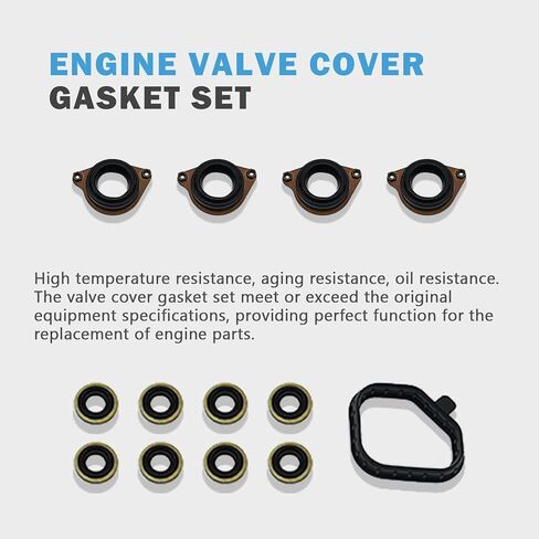 Engine Valve Cover Gasket Set Compatible with Honda Accord 2.4L K24 EX EX-L LX LX-S Coupe Sedan Sport Sedan 2-Door 4-Door 2013 2014 2015 2016 2017 Replace 12030-5A2-A01 VS50887 in Saudi Arabia