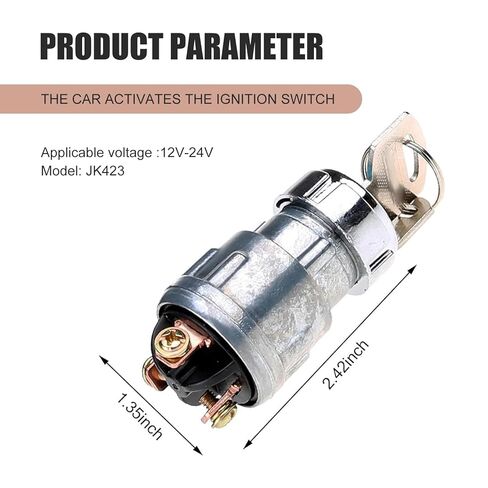 Car Ignition Switch with 2 Keys, Waterproof Starter Replacement Parts, ON Off Start Ignition Switch Lock for Vehicle Truck Forklift Tractor (Silver) in Saudi Arabia