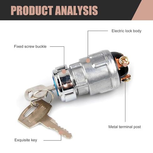 Car Ignition Switch with 2 Keys, Waterproof Starter Replacement Parts, ON Off Start Ignition Switch Lock for Vehicle Truck Forklift Tractor (Silver) in Saudi Arabia