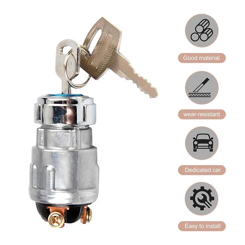 Car Ignition Switch with 2 Keys, Waterproof Starter Replacement Parts, ON Off Start Ignition Switch Lock for Vehicle Truck Forklift Tractor (Silver) in Saudi Arabia