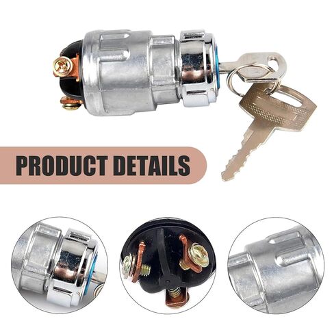 Car Ignition Switch with 2 Keys, Waterproof Starter Replacement Parts, ON Off Start Ignition Switch Lock for Vehicle Truck Forklift Tractor (Silver) in Saudi Arabia