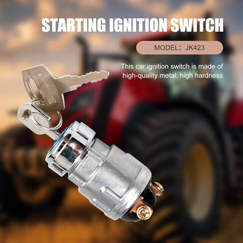 Car Ignition Switch with 2 Keys, Waterproof Starter Replacement Parts, ON Off Start Ignition Switch Lock for Vehicle Truck Forklift Tractor (Silver) in Saudi Arabia
