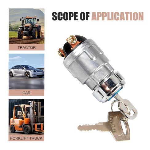 Car Ignition Switch with 2 Keys, Waterproof Starter Replacement Parts, ON Off Start Ignition Switch Lock for Vehicle Truck Forklift Tractor (Silver) in Saudi Arabia