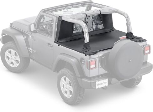 MasterTop Tonneau Cover & Wind Stopper Combo, Black Diamond - Fits Jeep Wrangler JLU 4-Door 2018-2024 Hard Top Models - Wind Breaker Blocks Backdrafts - Keeps Cargo Area Clean in Kuwait