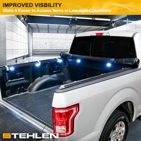Stehlen 642167834007 متوافق مع 2016-2024 Titan/Titan XD 6.5 قدم (78 بوصة) سرير منخفض المظهر من الألومنيوم الصلب ثلاثي الطي غطاء تونيو (أسود غير لامع) مع مصابيح LED لسرير الشاحنة in Saudi Arabia