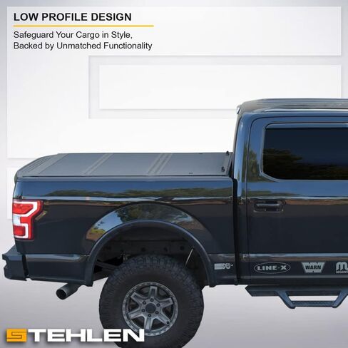 Stehlen 642167834007 متوافق مع 2016-2024 Titan/Titan XD 6.5 قدم (78 بوصة) سرير منخفض المظهر من الألومنيوم الصلب ثلاثي الطي غطاء تونيو (أسود غير لامع) مع مصابيح LED لسرير الشاحنة in Saudi Arabia