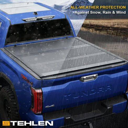 Stehlen 642167834007 متوافق مع 2016-2024 Titan/Titan XD 6.5 قدم (78 بوصة) سرير منخفض المظهر من الألومنيوم الصلب ثلاثي الطي غطاء تونيو (أسود غير لامع) مع مصابيح LED لسرير الشاحنة in Saudi Arabia
