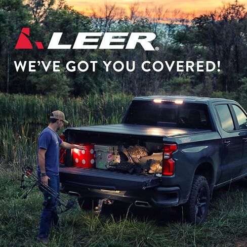 غطاء تونيو لسرير الشاحنة ثلاثي الطي من LEER HF350M، يناسب Chevy Silverado وGMC Sierra 1500 Crew Cab، للأعوام 2019-2026، سرير شاحنة 5'8 بوصة، أسود in Saudi Arabia