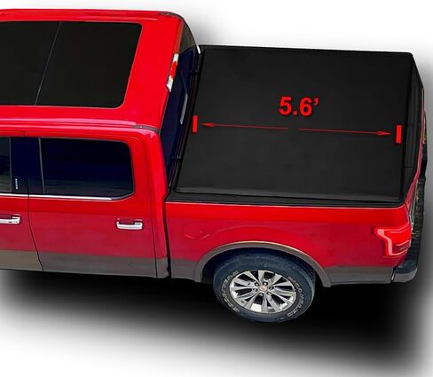 5.6' Soft Quad-Fold Truck Bed Cover Compatible for 2022 2023 2024 2025 2026 Toyota Tundra Short Bed Vinyl Tonneau Cover | Compatible for Deck Rails System in Kuwait