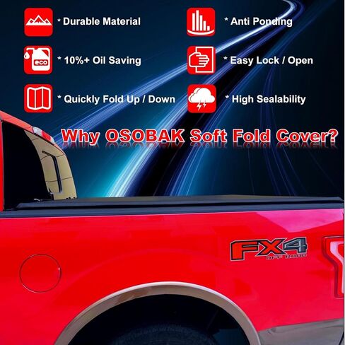 5.6' Soft Quad-Fold Truck Bed Cover Compatible for 2022 2023 2024 2025 2026 Toyota Tundra Short Bed Vinyl Tonneau Cover | Compatible for Deck Rails System in Kuwait