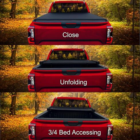 5.6' Soft Quad-Fold Truck Bed Cover Compatible for 2022 2023 2024 2025 2026 Toyota Tundra Short Bed Vinyl Tonneau Cover | Compatible for Deck Rails System in Kuwait