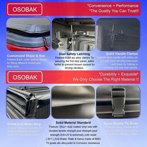 5.6' Soft Quad-Fold Truck Bed Cover Compatible for 2022 2023 2024 2025 2026 Toyota Tundra Short Bed Vinyl Tonneau Cover | Compatible for Deck Rails System in Kuwait