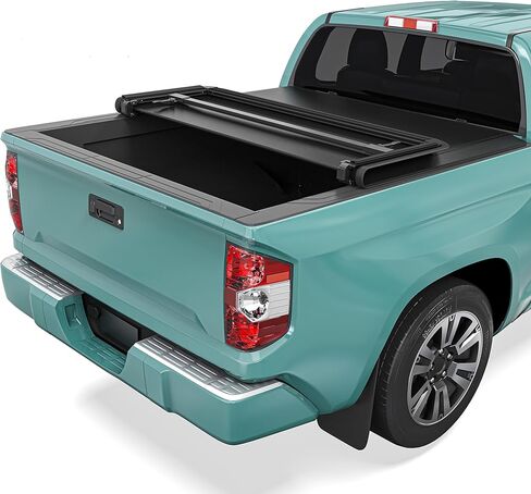 غطاء تونيو لسرير الشاحنة ناعم ثلاثي الطي مناسب لسيارة Toyota Tundra 2014-2021 مع نظام السكك الحديدية على سطح السفينة (باستثناء إصدار Trail) سرير 5.5 قدم in Kuwait