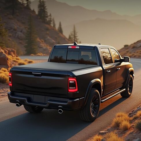 غطاء تونيو لسرير الشاحنة ناعم ثلاثي الطي مناسب لسيارة Toyota Tundra 2014-2021 مع نظام السكك الحديدية على سطح السفينة (باستثناء إصدار Trail) سرير 5.5 قدم in Kuwait