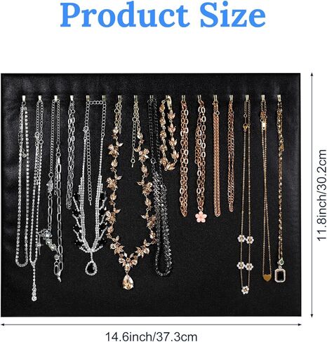 4 Pcs Black Jewelry Display Stands, Leather Necklace Organizer Boards with 17 Hooks for Selling, Shop Store Showcase, Chain Pendant Bracelet Storage in Saudi Arabia