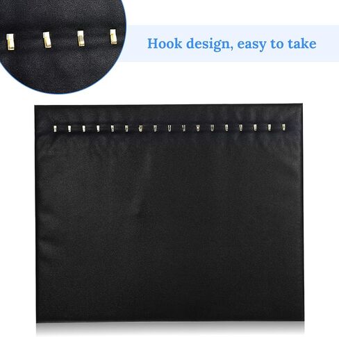 4 Pcs Black Jewelry Display Stands, Leather Necklace Organizer Boards with 17 Hooks for Selling, Shop Store Showcase, Chain Pendant Bracelet Storage in Saudi Arabia