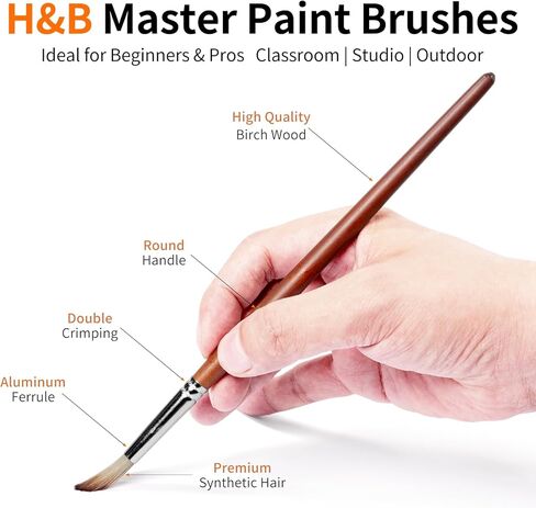 22PCS H&B Paint Brush Set, Travel Watercolor Acrylic Painting Brushes with Canvas Roll & Palette Knife, Professional Artist Brush Kit for Oil, Acrylic Canvas Paintings (Brown) in Saudi Arabia