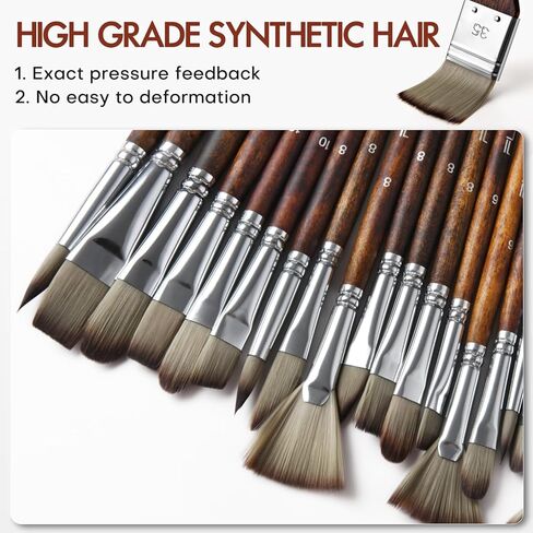 22PCS H&B Paint Brush Set, Travel Watercolor Acrylic Painting Brushes with Canvas Roll & Palette Knife, Professional Artist Brush Kit for Oil, Acrylic Canvas Paintings (Brown) in Saudi Arabia