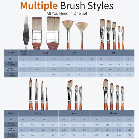 22PCS H&B Paint Brush Set, Travel Watercolor Acrylic Painting Brushes with Canvas Roll & Palette Knife, Professional Artist Brush Kit for Oil, Acrylic Canvas Paintings (Brown) in Saudi Arabia