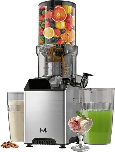 Masticating Juicer Machines, Cold Press Juicer, Easy to Clean with Brush, Touch Screen Stainless Juicer Machines for Vegetable & Fruit, Juice Maker with Quiet Motor & 2 Speed Modes, SILVER in Kuwait