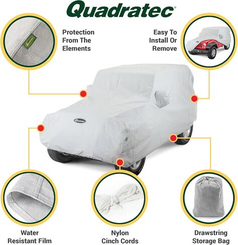 Quadratec Softbond 3-Layer Car Cover - Fits Jeep Wrangler JK & JL 2007-2023 - Jeep Cover Jeep Wrangler Cover Jeep Wrangler Rain Cover Jeep Wrangler Rain Cover - Includes Storage Bag - Quick-Dry Fabric in Saudi Arabia