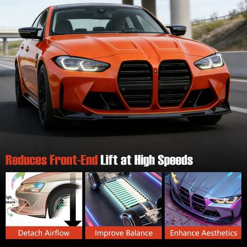 مصد الشفاه الأمامي باللون الأسود اللامع FIT 2021–2026 BMW G80 M3 & G82 M4 - الشفة السفلية الأمامية على شكل V - ترقية التصميم الخارجي in Saudi Arabia