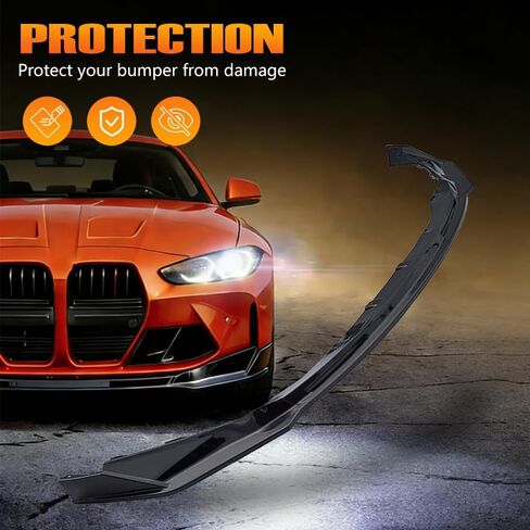 مصد الشفاه الأمامي باللون الأسود اللامع FIT 2021–2026 BMW G80 M3 & G82 M4 - الشفة السفلية الأمامية على شكل V - ترقية التصميم الخارجي in Saudi Arabia