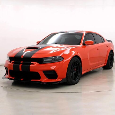 IKON MOTORSPORTS، الشفة الأمامية الممتصة للصدمات متوافقة مع 2020-2023 دودج تشارجر وايد بودي، نمط IKON V1 مطلي باللون الأسود اللامع ABS Air Dam Chin Protector Spoiler Splitter in Kuwait
