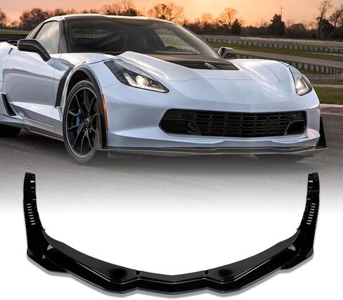 Front Bumper Lip Splitter Spoiler Compatible with 2015-2019 Chevy Corvette C7 Z06 Grand Sport,Car Body kit Accessories Front Lip Splitter (2pcs) in Saudi Arabia