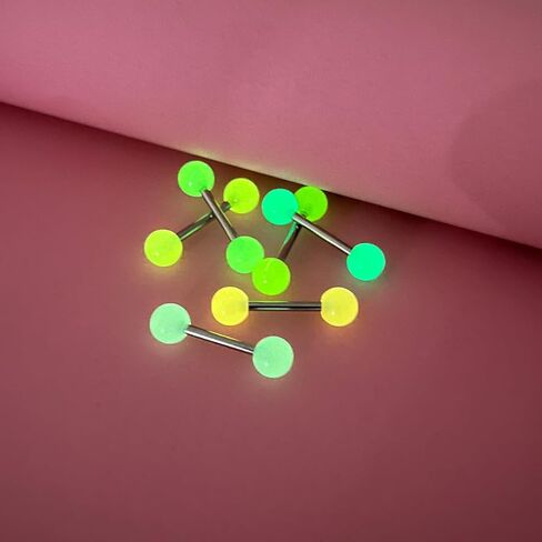POYAMUSE Glow in the Dark Tongue Rings – 14G UV Acrylic Ball Barbell Piercing Jewelry for Women Beach Jewelry in Saudi Arabia