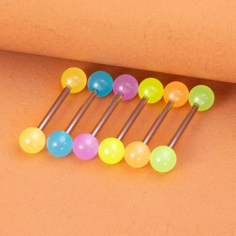 POYAMUSE Glow in the Dark Tongue Rings – 14G UV Acrylic Ball Barbell Piercing Jewelry for Women Beach Jewelry in Saudi Arabia
