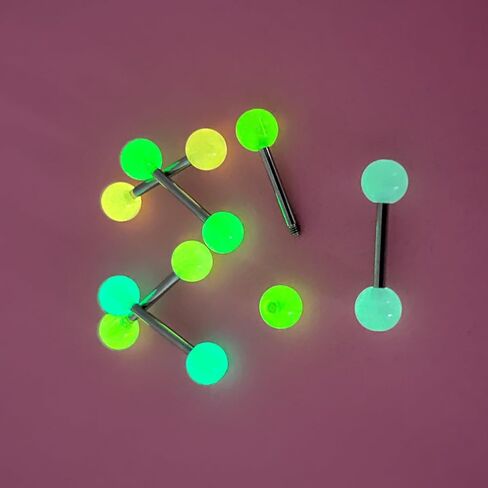 POYAMUSE Glow in the Dark Tongue Rings – 14G UV Acrylic Ball Barbell Piercing Jewelry for Women Beach Jewelry in Saudi Arabia