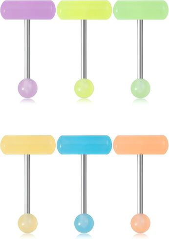 POYAMUSE Glow in the Dark Tongue Rings – 14G UV Acrylic Ball Barbell Piercing Jewelry for Women Beach Jewelry in Saudi Arabia