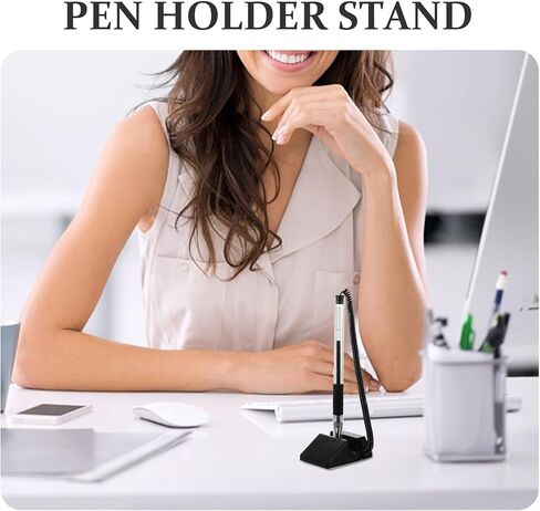 4pcs Black 0.5mm Office Sign Pens with Desk Fixed Stand, Multi-function Table Signature Pens for Business, Hotel, and Reception Use in Kuwait