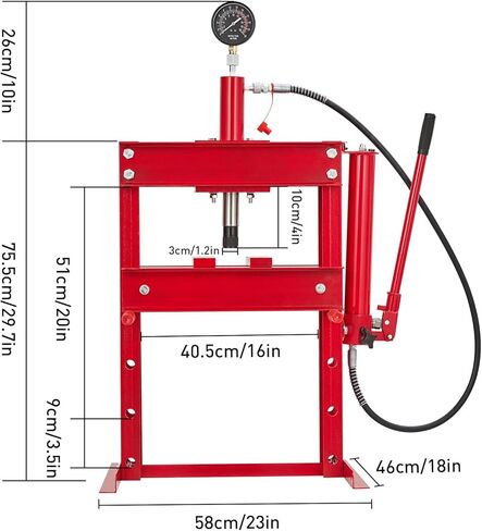 Garvee Hydraulic Press 10 Ton, Hydraulic Shop Press, H Frame Hydraulic Press with 2 Press Plates, Garage Floor Shop Press, Adjustable Work Table Height, Heavy Duty Press, Black in Saudi Arabia