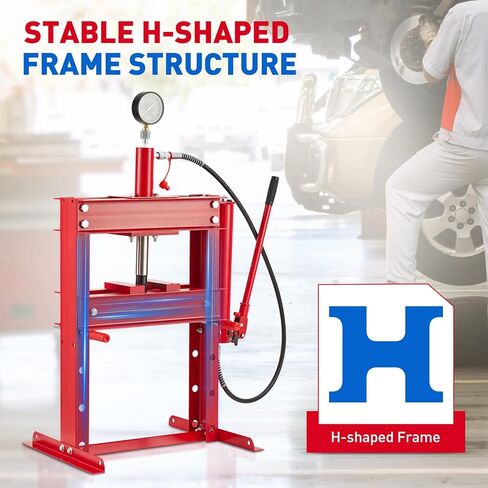 Garvee Hydraulic Press 10 Ton, Hydraulic Shop Press, H Frame Hydraulic Press with 2 Press Plates, Garage Floor Shop Press, Adjustable Work Table Height, Heavy Duty Press, Black in Saudi Arabia